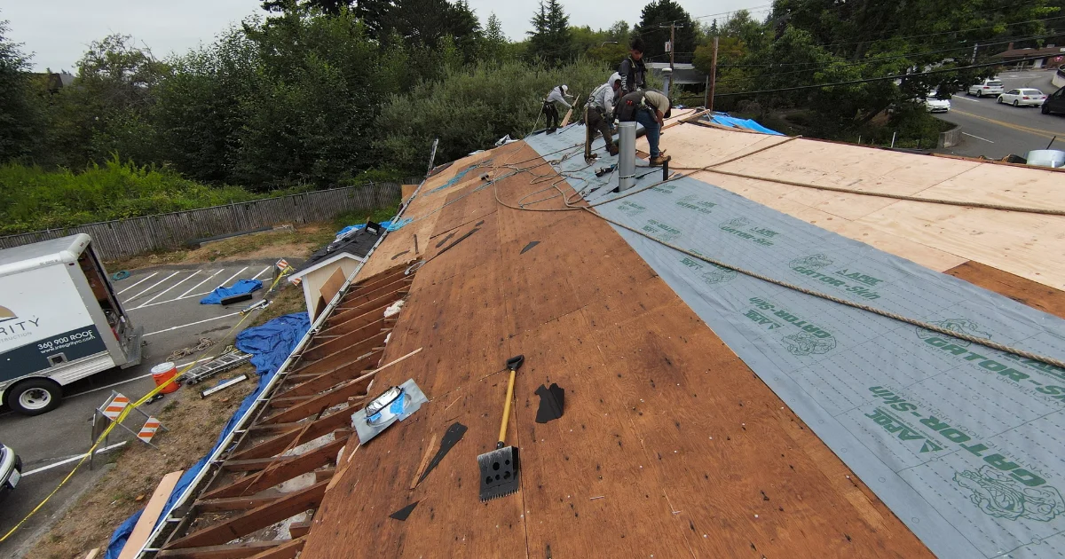A full re-roof requires new roofing underlayment for whole surface protection.
